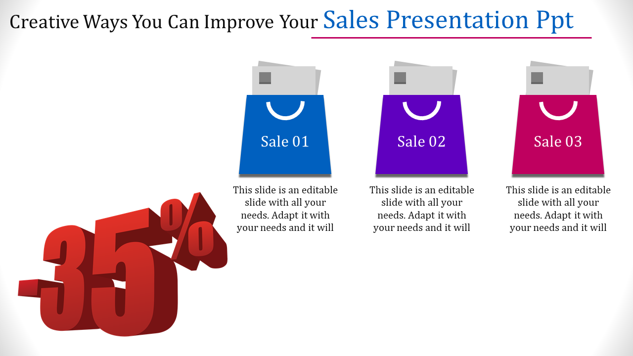 Free - Editable Sales Presentation PPT Template - Three Node